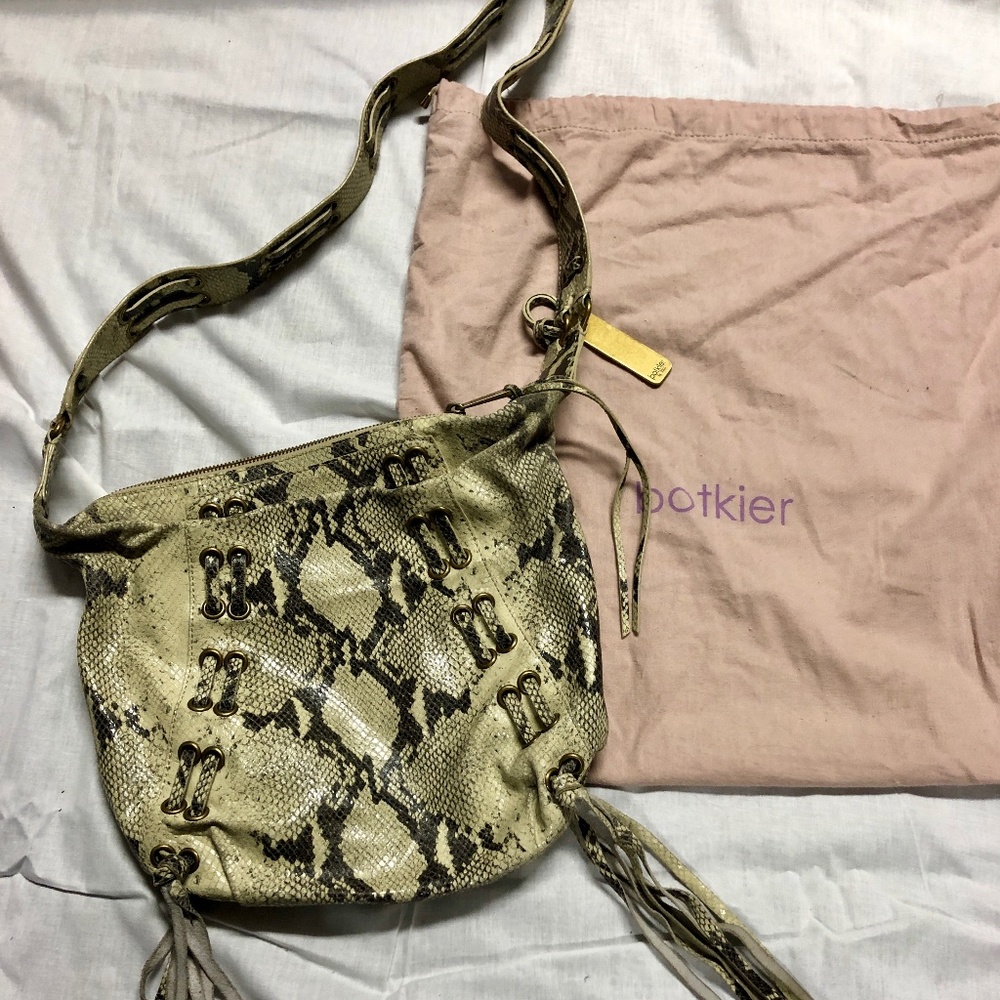 Botkier Crossbody Snakeskin Bag with Fringe